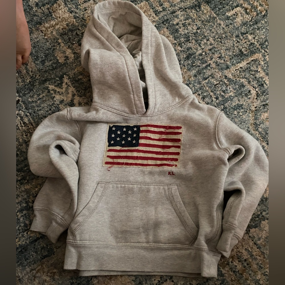 Polo by Ralph Lauren Gray Hoodie with American Flag